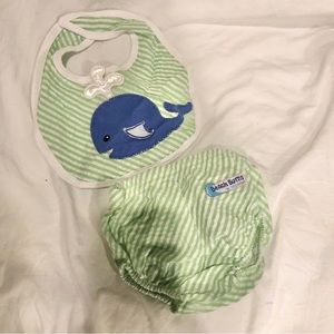 Matching bib and diaper cover set